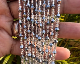 Dainty sparkly Silver  waist beads