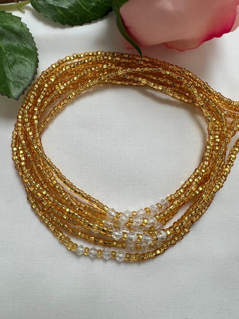Gold and sparkly diamond look waist beads image 3