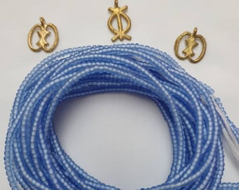 Cornflower blue waist beads handmade in Ghana