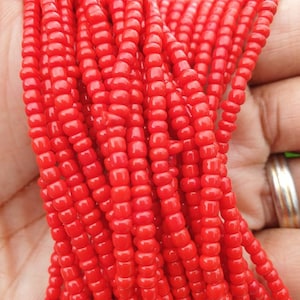 Plain Red waist beads, easy to self fit by tying on, handmade in Ghana