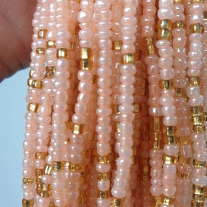 Pink/peach waist beads easy to self fit by tying on