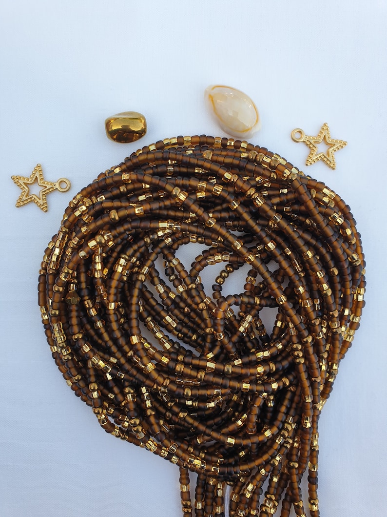 Waist Beads in Warm Tones of Brown and Gold Hand Made in Ghana Etsy UK