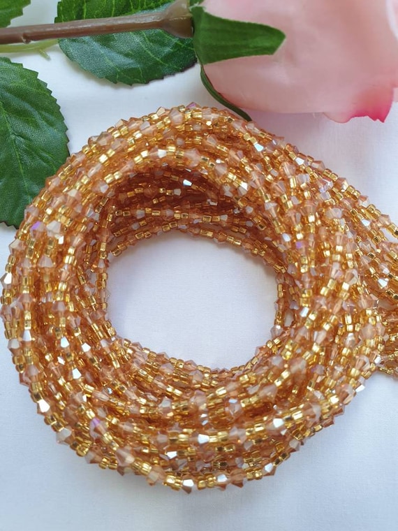 CRYSTAL BEAD NECKLACE 3 MM SPARKLED CAMEL CRYSTAL BEAD NECKLACE 3 MM SPARKLED CAMEL