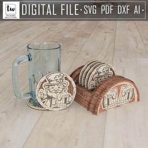 de support de sous-bock découpé au laser | Saint-Patrick| 6 sous-verres | DXF, SVG, IA | Support de tasse