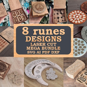 Aged Futhark Runes Set with box, Set 8 options, Digital File- paganism pagan witch witchcraft