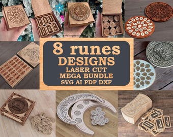 Aged Futhark Runes Set with box, Set 8 options, Digital File- paganism pagan witch witchcraft