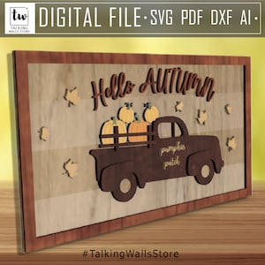 DIY 合板 Hello Autumn パンプキン パッチ デジタル ファイル - 自分だけのミニ傑作を作りましょう!