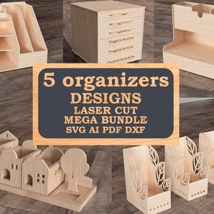 Desktop drawers organizer laser cut svg file Glowforge storage organizer svg cricut Table Organizer dxf cnc vector Organizer laser file