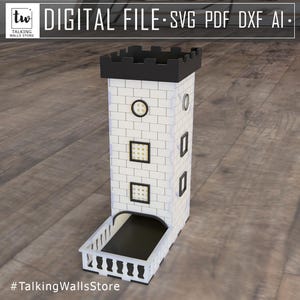 Würfelturm. Digitales Produkt. 3mm, 3,2mm, 4mm. Laserschnittdateien SVG, PDF, AI, dxf