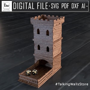 Würfelturm. Digitales Produkt. 3mm, 3,2mm, 4mm. Laserschnittdateien SVG, PDF, AI, dxf