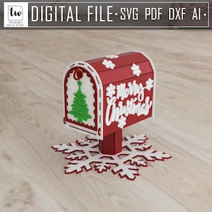 Paquete de buzón de Papá Noel en 3D, correo navideño en 3D cortado con láser, buzón de Navidad SVG, citas navideñas, cartas a Papá Noel, calendario de adviento, buzón SVG