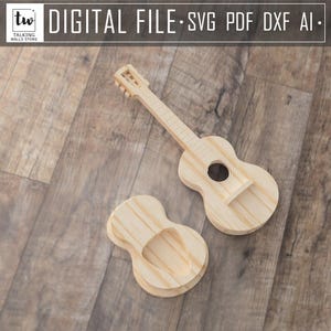 3D plectrumdoos lasergesneden bundel, plectrumhouder lasercut, plectrumkoffer in de vorm van een gitaar, bemiddelaar, 3 mm, 3,2 mm. Lasergesneden bestanden: SVG, pdf, AI, dxf