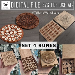 Digital File Aged Futhark runes set with box, set 4 options, Digital File- paganism pagan witch witchcraft