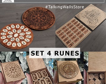 Digital File Aged Futhark runes set with box, set 4 options, Digital File- paganism pagan witch witchcraft