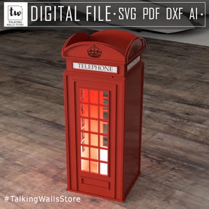 Digitales Produkt. Miniatur Telefonzelle aus London. Laser geschnitten