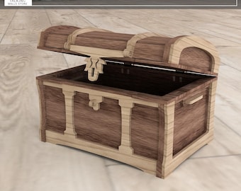 Schatkist lasergesneden bestand houten kist SVG oude kist DXF sieradendoos gesneden bestanden Glowforge Box houten antieke schatkist SVG