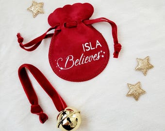 Personalised Polar Express Believe Bell, Velvet Gift Bag, I Believe, Christmas Eve Box Filler, Magical Gift For Children, Stocking Filler
