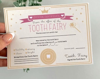 Tooth fairy certificate, personalised tooth report, tooth receipt, first tooth keepsake, first tooth, gift from the tooth fairy
