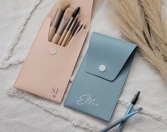 Personalised mini Travel Makeup Brushes with storage bag, Bridesmaid Gift, Wedding, Christmas gift, Gift for Her, make up brush set