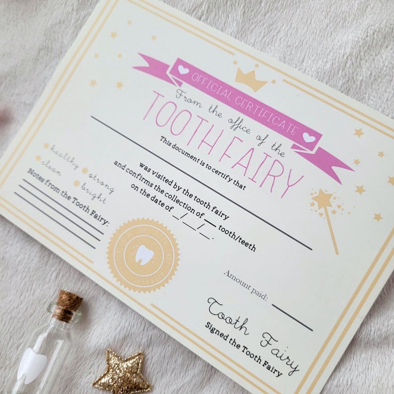 Personalised tooth fairy bag,tooth fairy pouch, tooth fairy set, tooth jar, tooth fairy receipt, certificate, first tooth, keepsake image 6