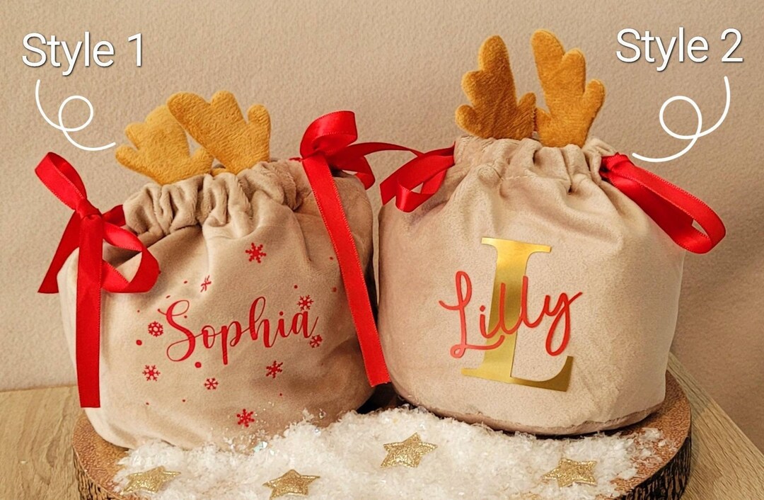 Personalised Christmas Gift Bag Luxury Velvet Gift Bag - Etsy UK