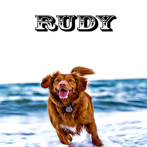 Huisdier Portret op maat en gepersonaliseerd. Pet Dog Wall Art DIGITAL DOWNLOAD om af te drukken op Poster of Canvas voor gift.