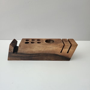 Walnut Pen Holder, Wood Desk Organizer. Wooden Pencil Holder, Wood Desk Storage, Desk Organizer, Office Organization, Phone Holder