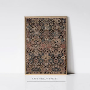 Vintage Rug Pattern Print: Geometric Textile Wall Art (Digital Download)
