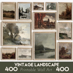 Vintage Printable Country Landscape Paintings, Mega Bundle, Antique Mountain Nature Prints Wall Art, Set Of +400 Digital Download