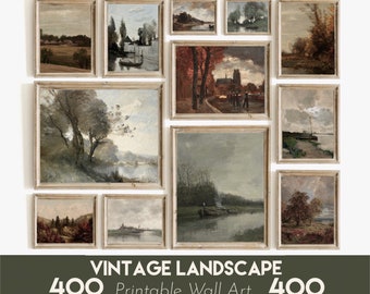 Vintage Printable Country Landscape Painting, Mega Bundle, Antique Mountain Nature Prints Wall Art, Set Of +400 Digital Download