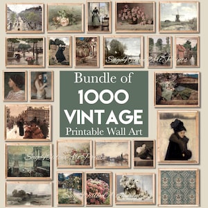 1000 Wall Art Bundle, Vintage Gallery Set, Moody Landscape Prints, Vintage Bedroom Wall Decorations, Trendy Floral Posters, Downloadable Art