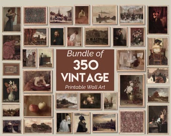 350 Printable Vintage Wall Art Prints Set BUNDLE, Antique Oil Painting Gallery, French Country Home Decor, Farmhouse Digital Download Set