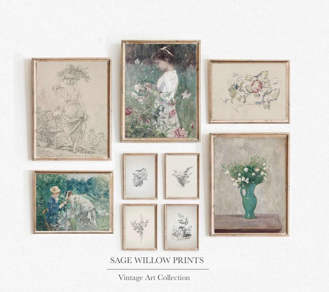 Rustic Printable Gallery Wall Art Set of 9, Muted European Landscape