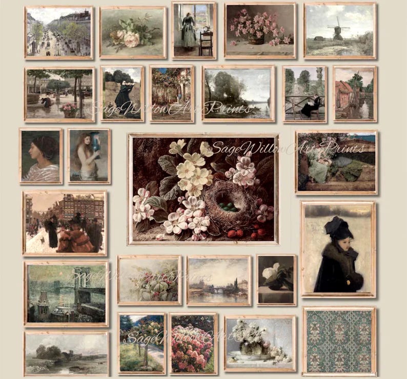 Bundle Wall Art of 1000, Vintage Gallery Set, Eclectic and Maximalist
