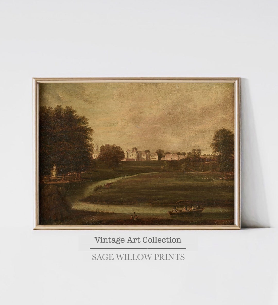 Vintage Frühlingswiesen Wandbild - Gerahmter Leinwanddruck Für Bauernhaus Stil