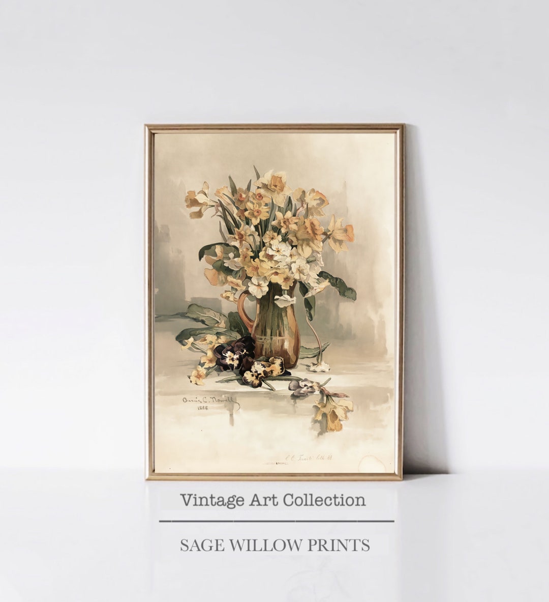Printable Still Life Daffodil Flower Oil Painting, Digital Large Wall ...