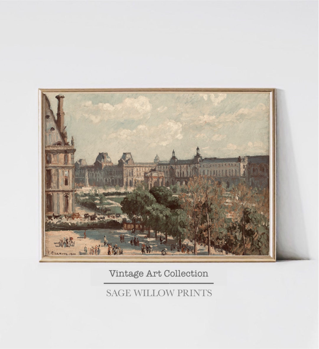 Printable Vintage Paris Painting, Antique Neutral French Country Room ...