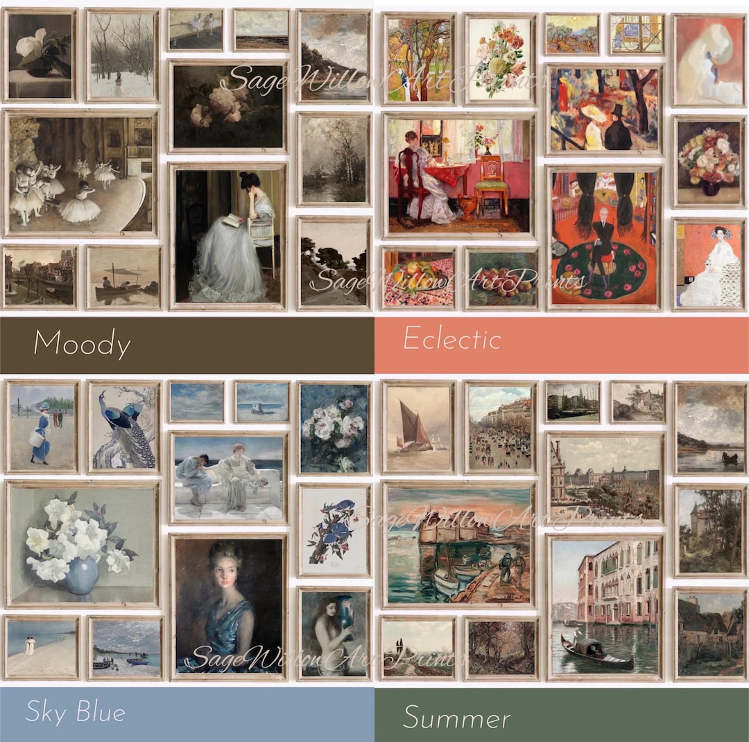 Wall Art Bundle Sale, Vintage Gallery Sets, Eclectic and Maximalist