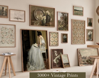 3000+ Vintage Wall Art Prints Set, Galerie Wandkunst Set, MEGA BUNDLE Wanddrucke, Französisches Bauernhaus Wohnkultur, Country Digital Wall Art Set