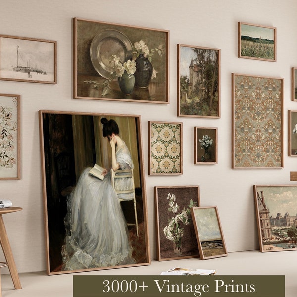 Conjunto de más de 3000 impresiones de arte de pared vintage, conjunto de arte de pared de galería, impresiones de pared MEGA BUNDLE, decoración de casa de granja francesa, conjunto de arte de pared digital campestre