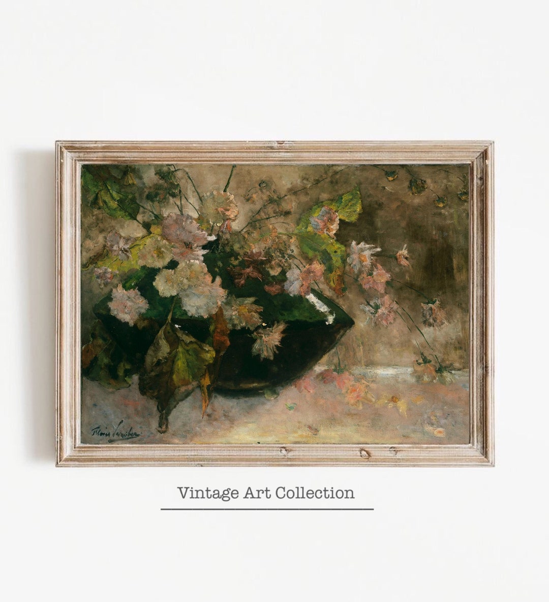 Printable Still Life Eclectic Flower Oil Painting, Digital Large Wall ...