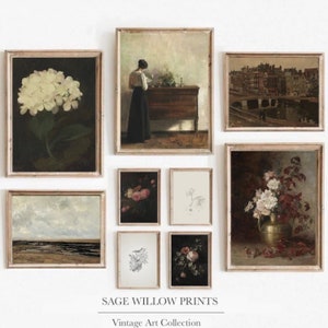 Vintage Wall Art Set of 9 Prints, Printable Oil Painting, French Country Cottage Core Home Decor, Large Gallery Printables, Digital Download