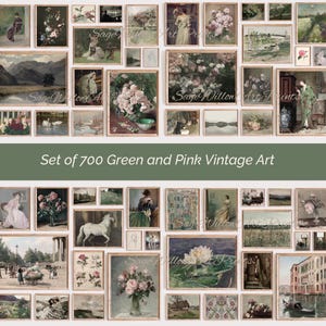 700 Pink and Green Vintage Art Prints, Mega Bundle, French Decor ...