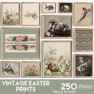 Vintage Easter Wall Art Prints Set, Mega Bundle 250 Spring Gallery Wall ...