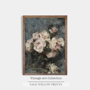 Printable Still Life Roses Flower Oil Painting, Digital Large Wall Art ...