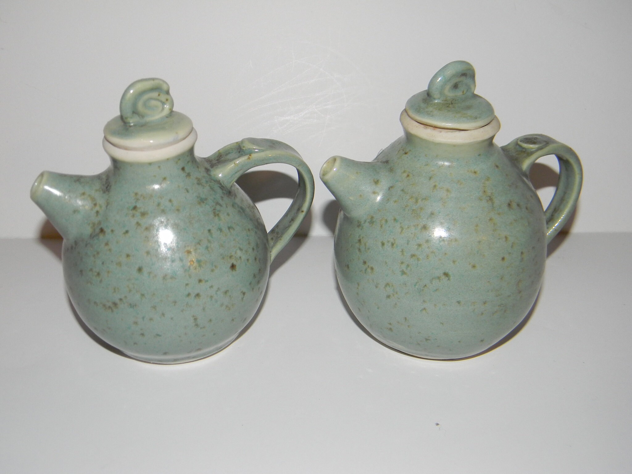 Speckled Glaze Teapot Studio Pottery Art Small Green Blue Etsy