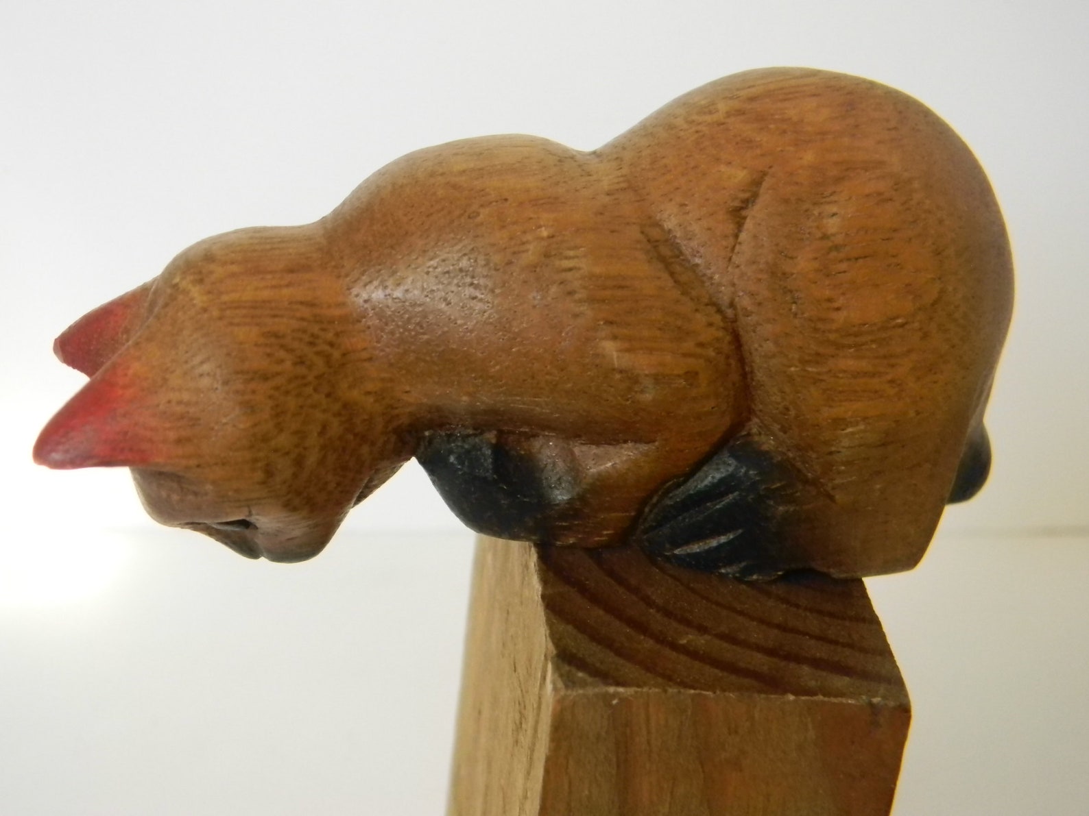 Vintage Wood Cat Carved Painted Shelf Edge Decor Etsy