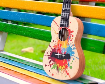 Painted Concert Ukulele 23” Beginner’s Kit (Splash)