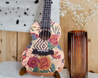 Painted Concert Ukulele 23” Beginner’s Kit (Rose)