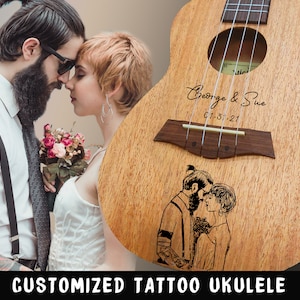 ENGRAVE Customized Personalized Tattoo Ukulele / Special Gift / Customized Gift / Wedding Gift / Memorial Home Decor